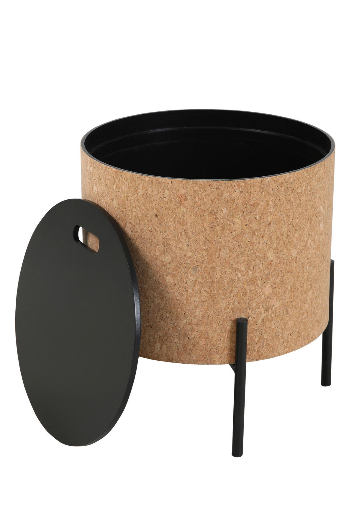 COUCHTISCHSET Kork 63-41,5/63-41,5/48,5-36,5 cm rund Naturfarben, Schwarz  - Schwarz/Naturfarben, Design, Holz/Holzwerkstoff (63-41,5/63-41,5/48,5-36,5cm) - Livetastic