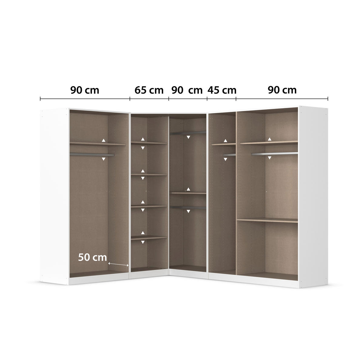 ECKKLEIDERSCHRANK 208/197/253 cm  - Chromfarben/Weiß, MODERN, Holzwerkstoff (208/197/253cm) - Rauch Möbel