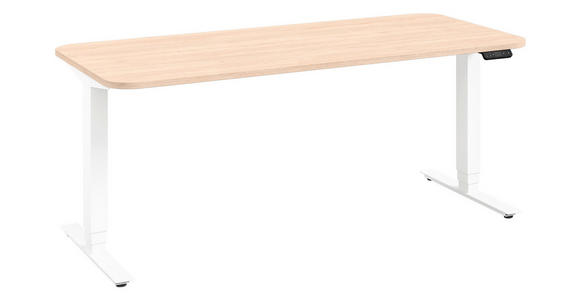 SCHREIBTISCH höhenverstellbar, in verschiedenen Holz-Dekoren erhältlich  - Eichefarben/Weiß, Design, Holzwerkstoff/Metall (160/80/64-128cm) - Cantus