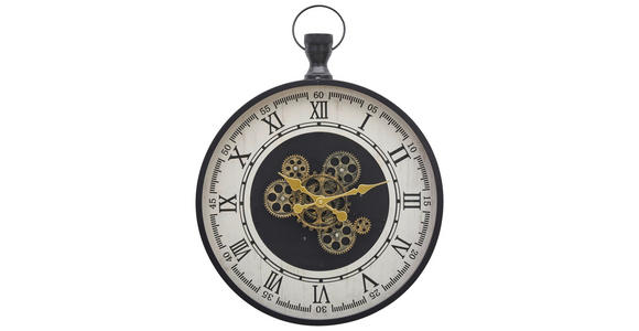 WANDUHR Schwarz, Weiß, Goldfarben 48/63/6 cm  - Goldfarben/Schwarz, LIFESTYLE, Glas/Holzwerkstoff (48/63/6cm) - Landscape