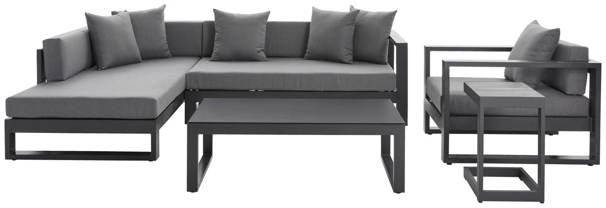 LOUNGEGARNITUR 180/248 cm Aluminium  - Anthrazit, Design, Glas/Textil (180/248cm) - Amatio