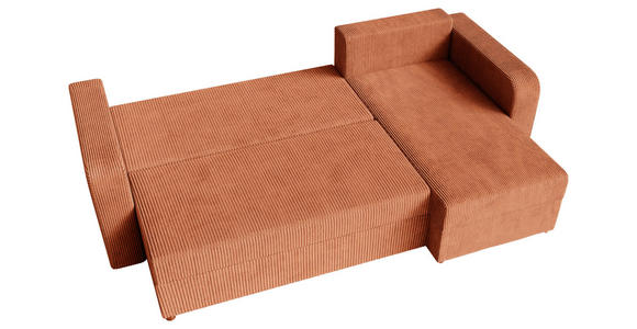 ECKSOFA  in Cord Rostfarben  - Rostfarben/Schwarz, KONVENTIONELL, Kunststoff/Textil (238/144cm) - Carryhome