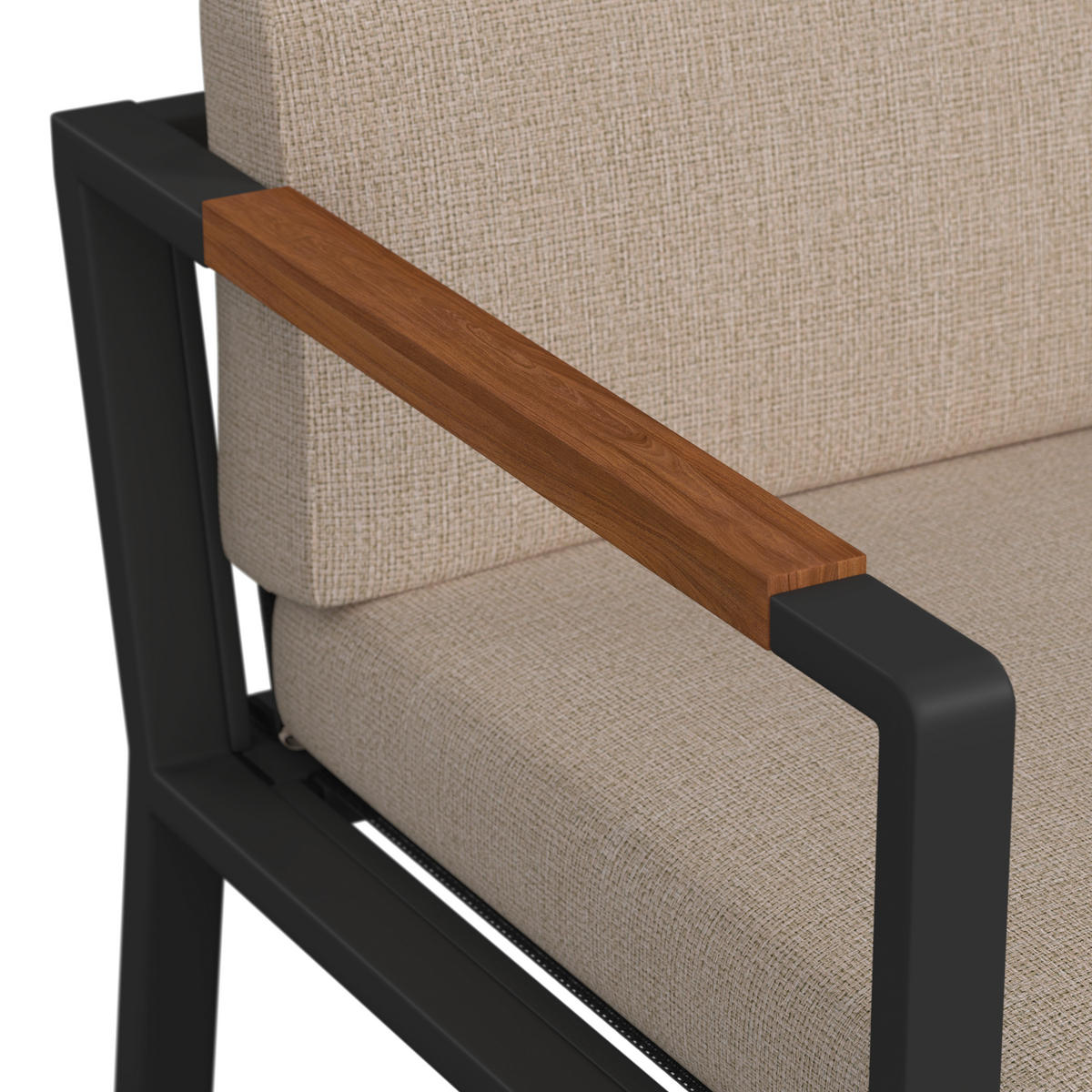 LOUNGEGARNITUR Akazie massiv Stahl  - Dunkelgrau/Beige, MODERN, Holz/Metall (206l) - Ambia Garden