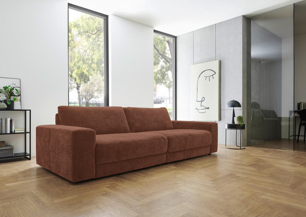 BIGSOFA in Chenille, Jacquard Rostfarben  - Rostfarben/Schwarz, Design, Kunststoff/Textil (270/83/125cm) - Niels Andersson