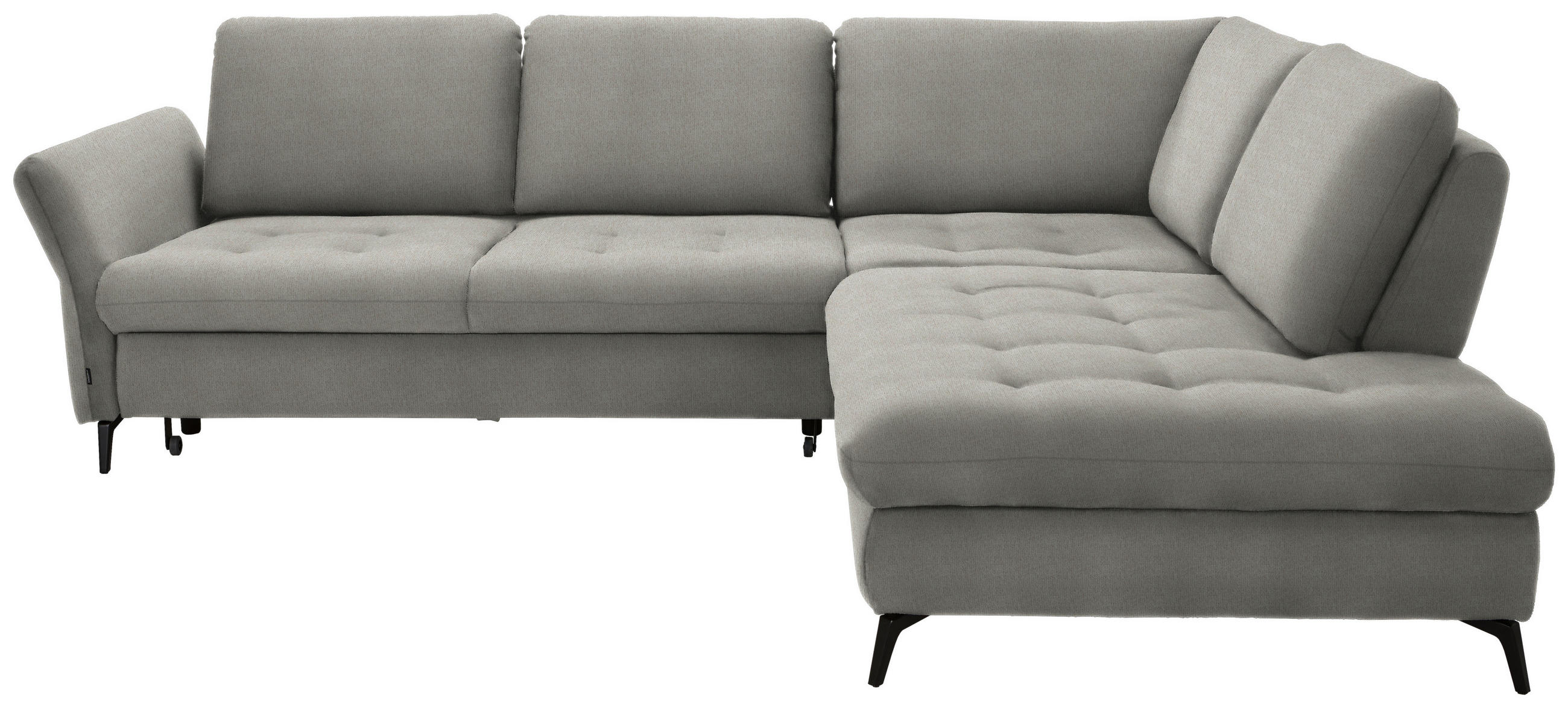 ECKSOFA in Chenille Silberfarben  - Silberfarben/Schwarz, Natur, Textil/Metall (288/233cm) - Valnatura