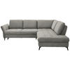 ECKSOFA Silberfarben Chenille  - Silberfarben/Schwarz, Natur, Textil/Metall (288/233cm) - Valnatura