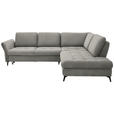 ECKSOFA in Chenille Silberfarben  - Silberfarben/Schwarz, Natur, Textil/Metall (288/233cm) - Valnatura