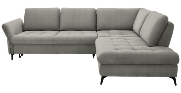 ECKSOFA in Chenille Silberfarben  - Silberfarben/Schwarz, Natur, Textil/Metall (288/233cm) - Valnatura