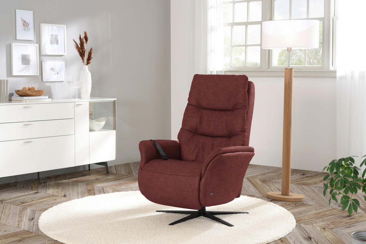 MASSAGESESSEL Echtleder Rotbraun    - Rotbraun/Anthrazit, KONVENTIONELL, Leder/Metall (74/114/97cm) - Himolla