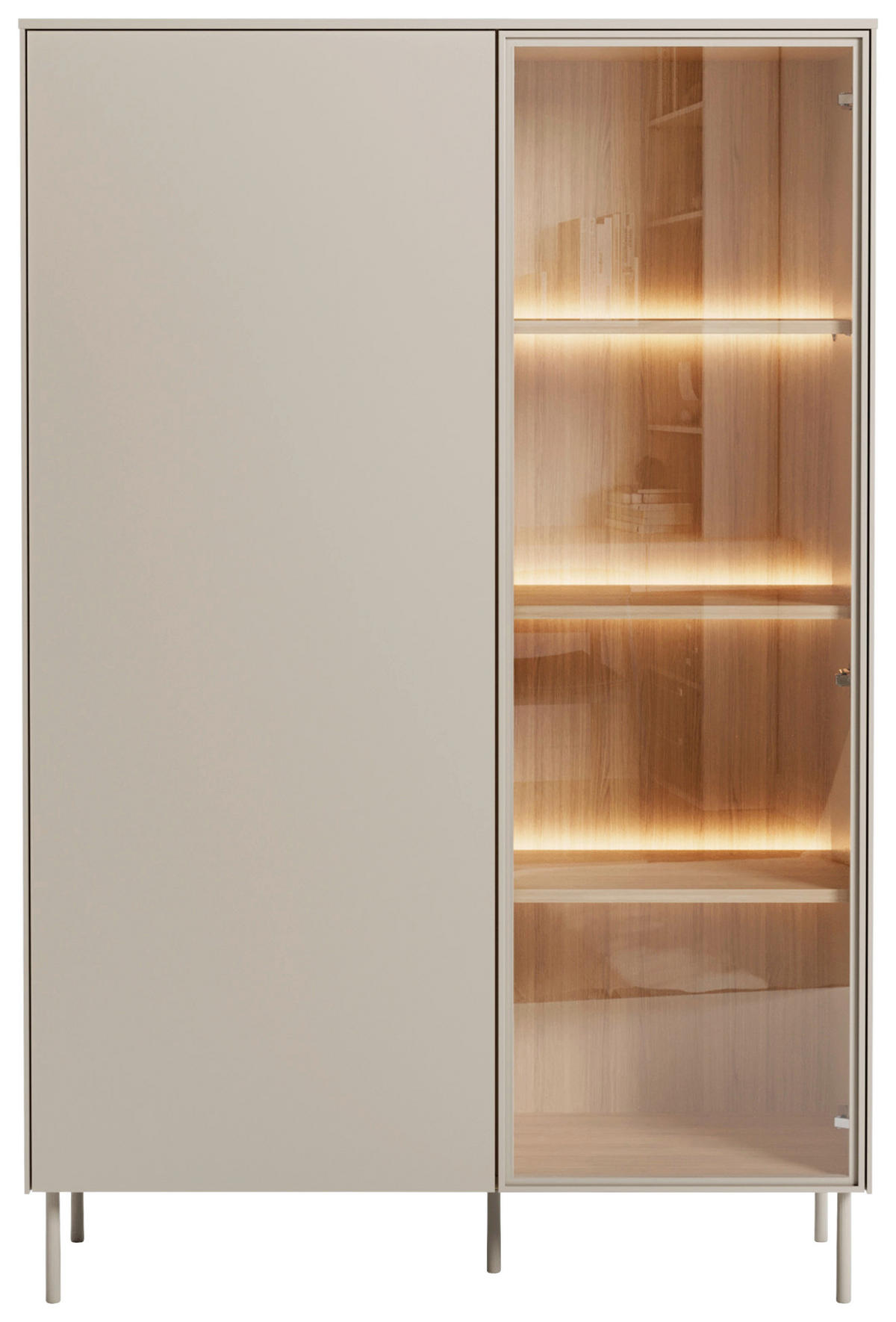 HIGHBOARD 102/156/41 cm Eichefarben, Kaschmir  102/156/41 cm  - Kaschmir/Eichefarben, MODERN, Glas/Holzwerkstoff (102/156/41cm) - Carryhome