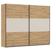 SCHWEBETÜRENSCHRANK  in Champagner, Eiche Artisan, Alufarben  - Champagner/Alufarben, MODERN, Holzwerkstoff/Metall (261/210/59cm) - Rauch Möbel