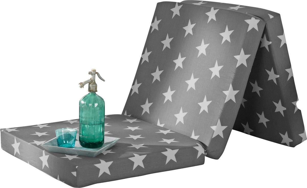 KLAPPMATRATZE 70/190 cm, Höhe ca.: 9 cm, H2 = mittel,  - Weiß/Grau, Basics, Textil (70/190cm) - Boxxx