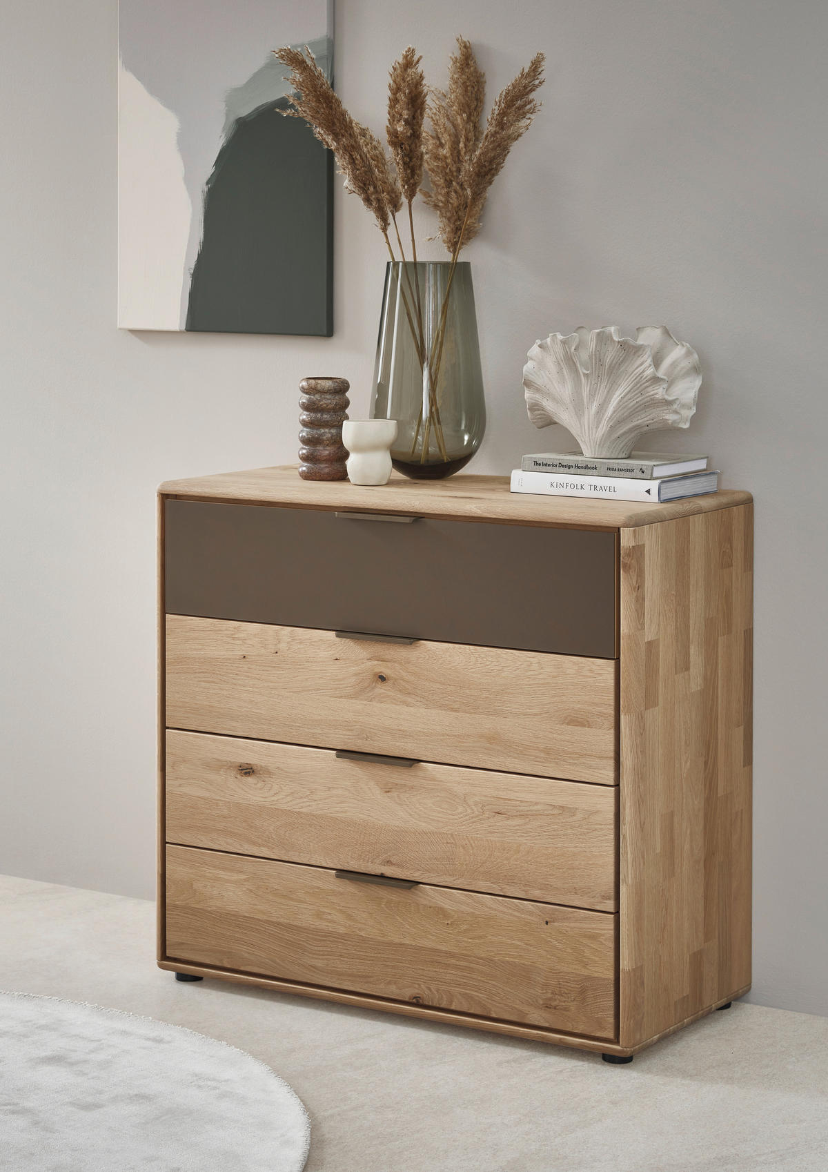 KOMMODE  in 95/88,2/44,2 cm  - Wildeiche/Schwarz, Natur, Glas/Holz (95/88,2/44,2cm) - Valnatura