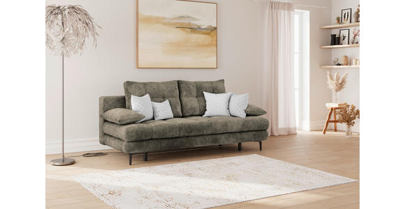 SCHLAFSOFA  mit Liegefunktion, Schlafen auf Sitzhöhe, Rücken echt Chenille Mokka  - Schwarz/Mokka, KONVENTIONELL, Textil/Metall (203/94/96cm) - Carryhome