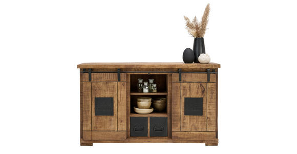 SIDEBOARD  145/85/45 cm 2 Schublade(n)  - Schwarz/Naturfarben, KONVENTIONELL, Holz/Holzwerkstoff (145/85/45cm) - Landscape