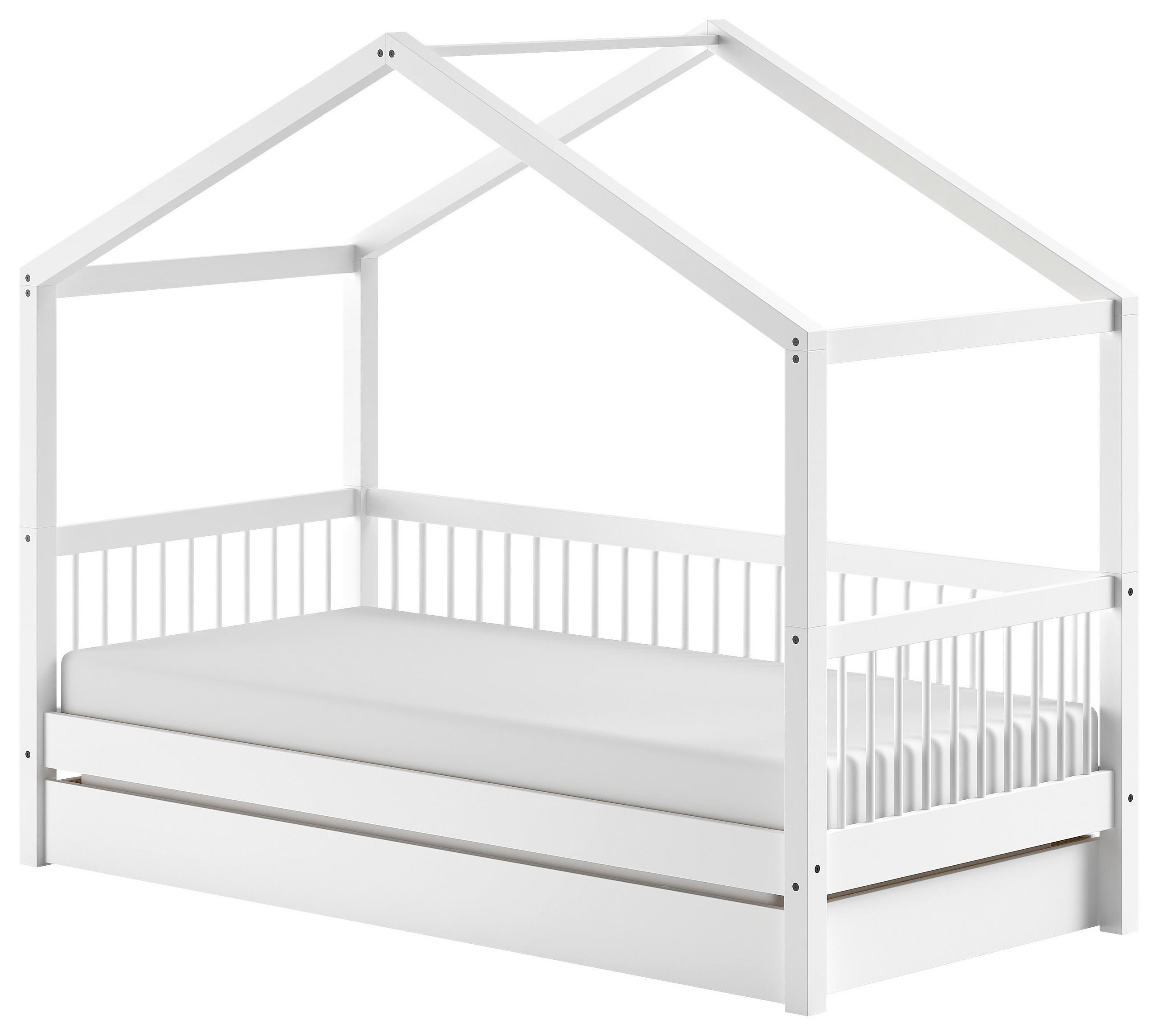 HAUSBETT Rollrost, Bettschublade 90/200 cm  - Naturfarben/Weiß, MODERN, Holz (90/200cm) - MID.YOU