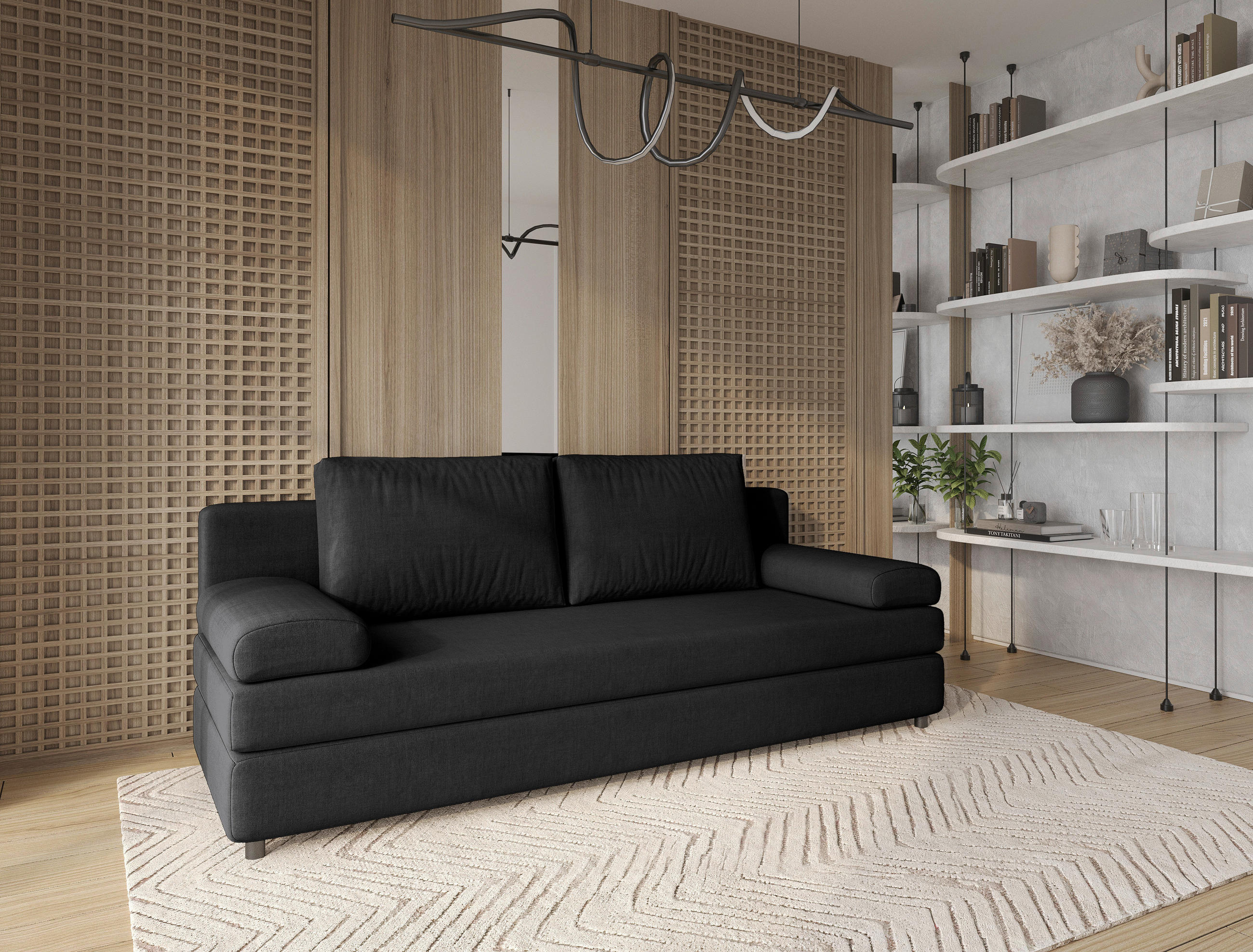 ROZKLÁDACÍ POHOVKA, textil, antracitová - černá/antracitová, Design, textil/plast (200/88/87cm) - Ti'me