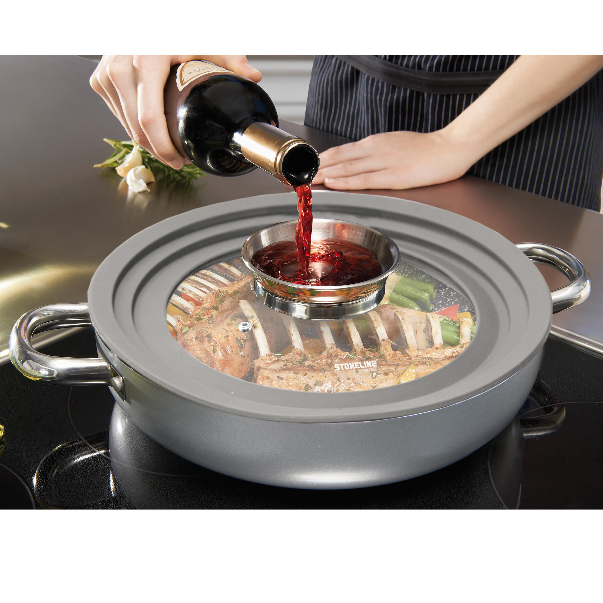 DECKEL-SET   - Grau, Basics, Glas - Stoneline