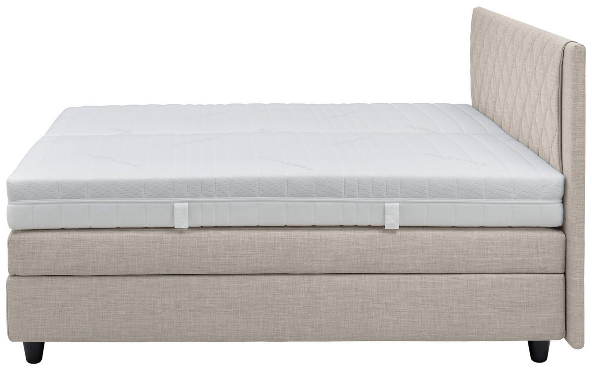 BOXSPRINGBETT 180/200 cm  Sandfarben  - Sandfarben/Schwarz, Design, Holzwerkstoff/Kunststoff (180/200cm) - RUF Betten