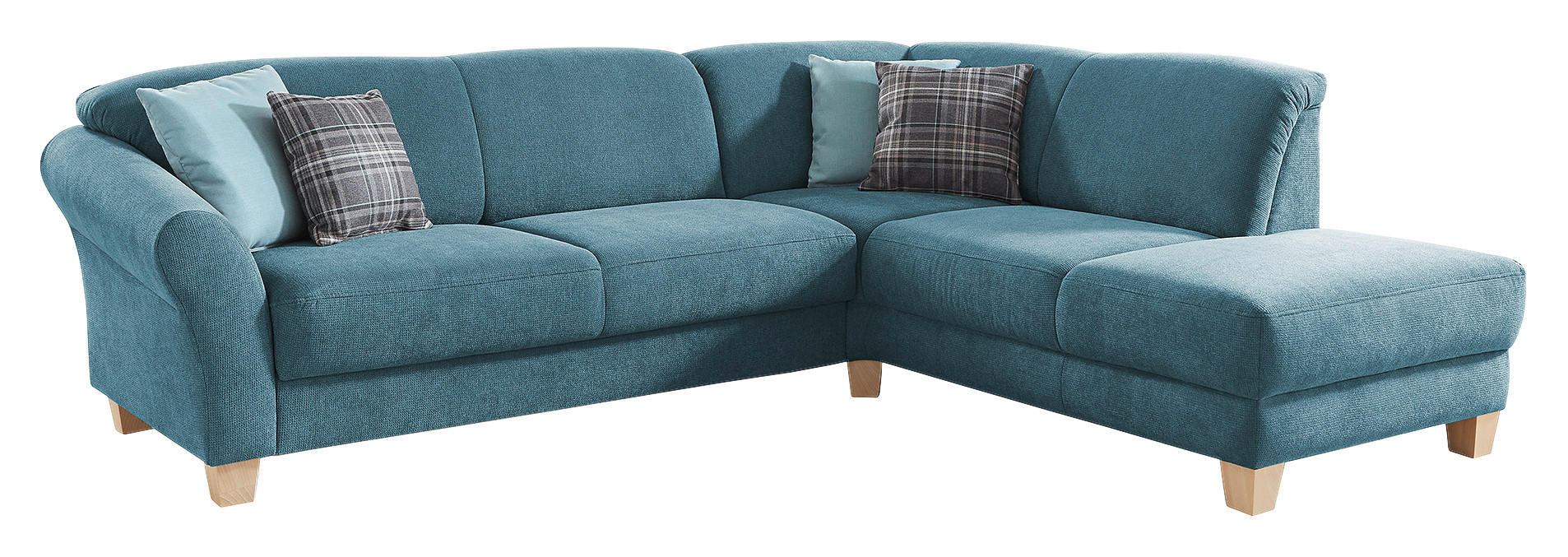 ECKSOFA in Flachgewebe Petrol  - Petrol/Naturfarben, Konventionell, Holz/Textil (257/212cm) - Sit & More