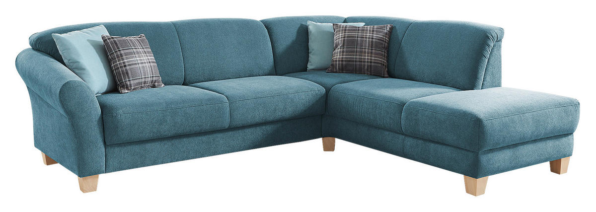 ECKSOFA in Flachgewebe Petrol  - Petrol/Naturfarben, Konventionell, Holz/Textil (257/212cm) - Sit & More