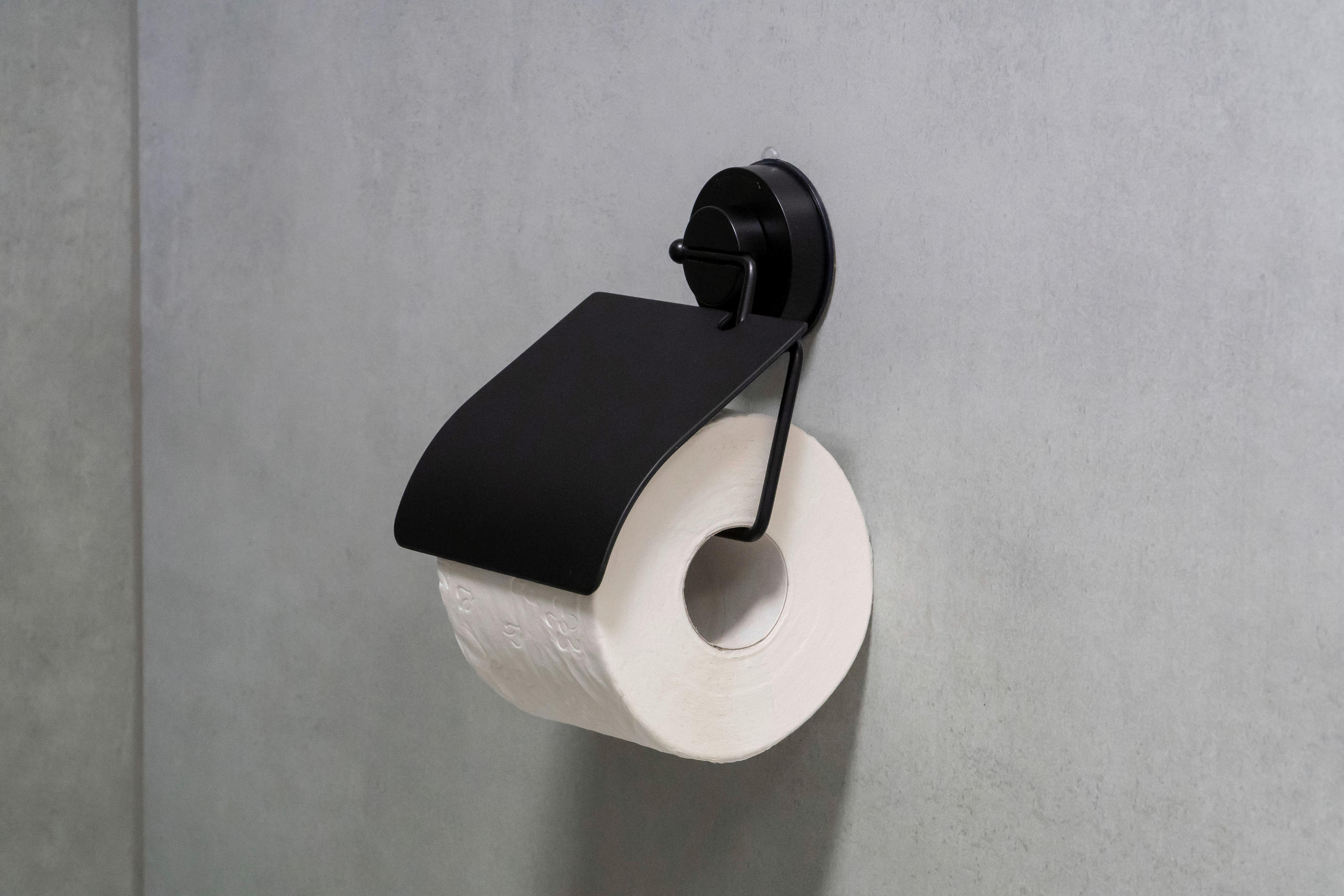 DRŽÁK NA TOALETNÍ PAPÍR - černá, Basics, kov/plast (16,5/16,5/3,4cm) - Sadena