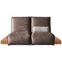 2-SITZER-SOFA Braun, Nussbaumfarben Echtleder  - Nussbaumfarben/Schwarz, Natur, Leder/Holz (240/63/115cm) - Koinor