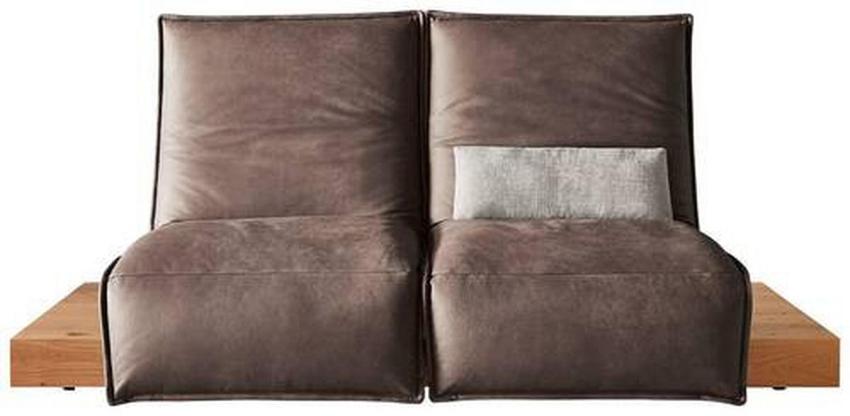 2-SITZER-SOFA Braun, Nussbaumfarben Echtleder  - Nussbaumfarben/Schwarz, Natur, Leder/Holz (240/63/115cm) - Koinor