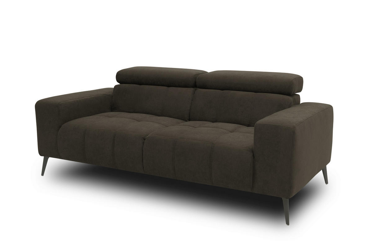 2-SITZER-SOFA TRENTO Mikrofaser  - Dunkelgrau/Schwarz, MODERN, Textil/Metall (208/79/104cm) - MID.YOU