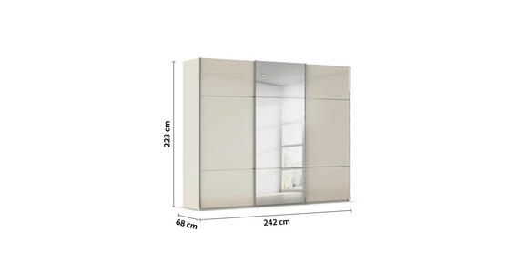 SCHWEBETÜRENSCHRANK 242/223/68 cm 3-türig Champagner  - Chromfarben/Champagner, KONVENTIONELL, Glas/Holzwerkstoff (242/223/68cm) - Novel
