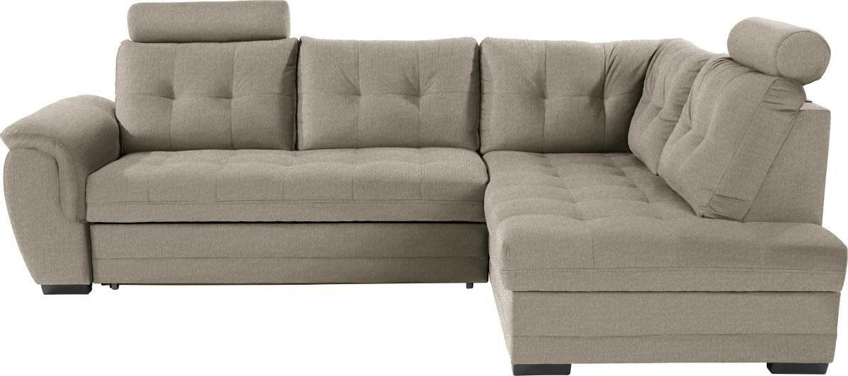 ECKSOFA in Webstoff Beige  - Dunkelbraun/Beige, Konventionell, Kunststoff/Textil (251/183cm) - Livetastic