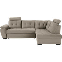 ECKSOFA Beige Webstoff  - Dunkelbraun/Beige, KONVENTIONELL, Kunststoff/Textil (251/183cm) - Livetastic