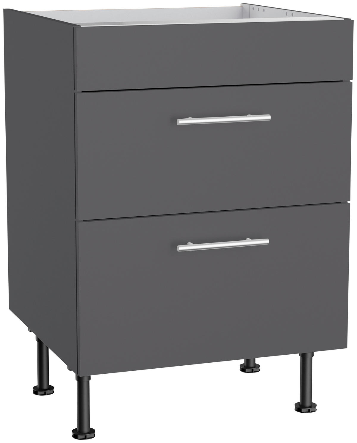 KÜCHENBLOCK 270 cm   in Anthrazit  - Edelstahlfarben/Eichefarben, Basics, Holzwerkstoff/Metall (270cm) - Optifit