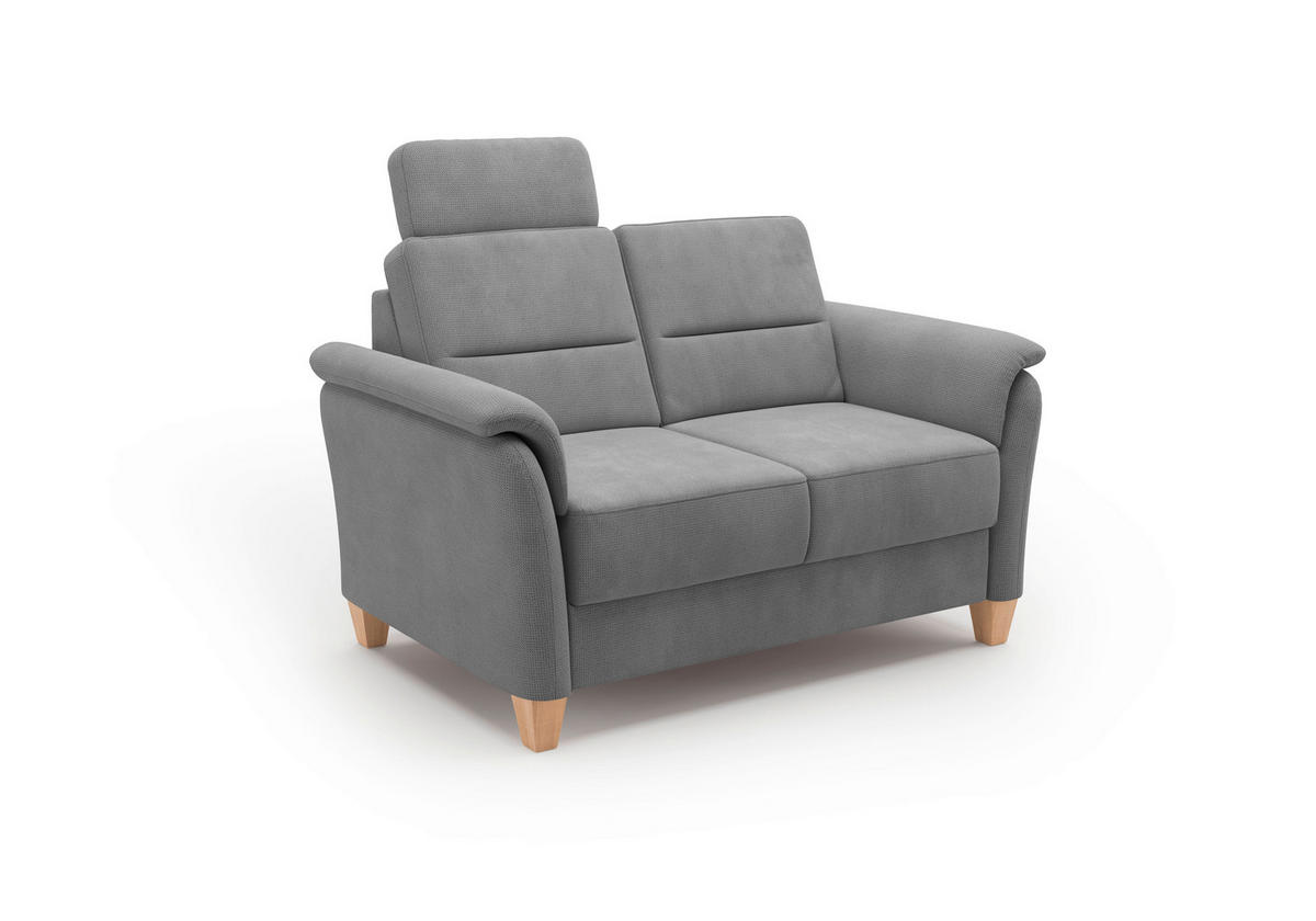 2-SITZER-SOFA in Flachgewebe Grau  - Eichefarben/Grau, KONVENTIONELL, Holz/Textil (149/89/89cm) - Sit & More