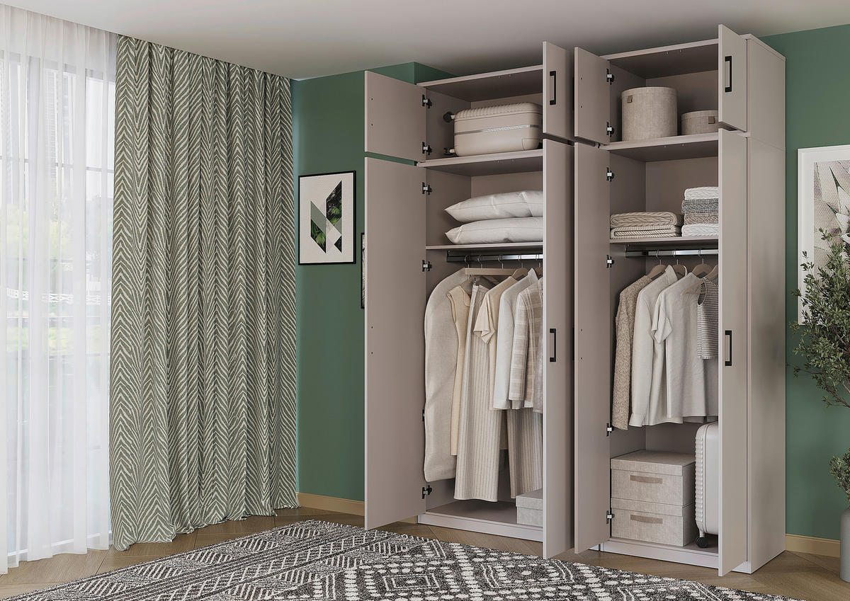 AUFSATZSCHRANK 106/43/54 cm   - Kaschmir/Schwarz, Basics, Holzwerkstoff/Metall (106/43/54cm) - Xora