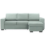 ECKSOFA  in Velours Mintgrün  244/157 cm  - Schwarz/Mintgrün, Design, Kunststoff/Textil (244/157cm) - Carryhome