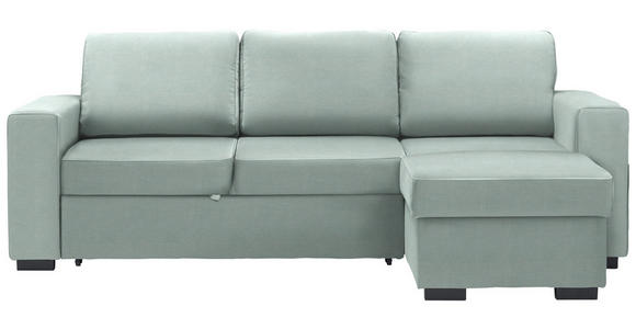 ECKSOFA  in Velours Mintgrün  244/157 cm  - Schwarz/Mintgrün, Design, Kunststoff/Textil (244/157cm) - Carryhome