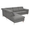 ECKSOFA in Echtleder Dunkelgrau  - Dunkelgrau/Alufarben, Design, Leder/Metall (242/271cm) - Cantus