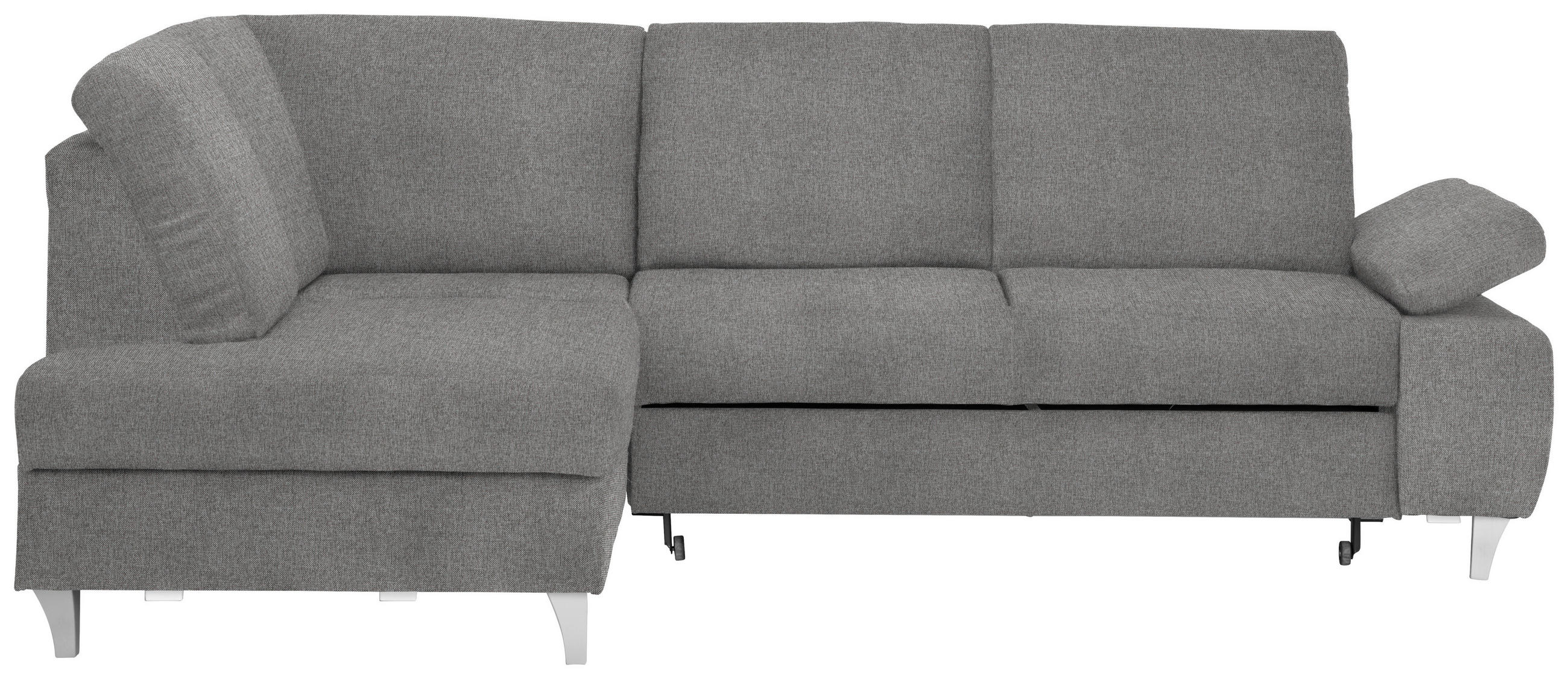 ECKSOFA in Flachgewebe Grau  - Silberfarben/Grau, Konventionell, Holz/Textil (186/255cm) - Cantus