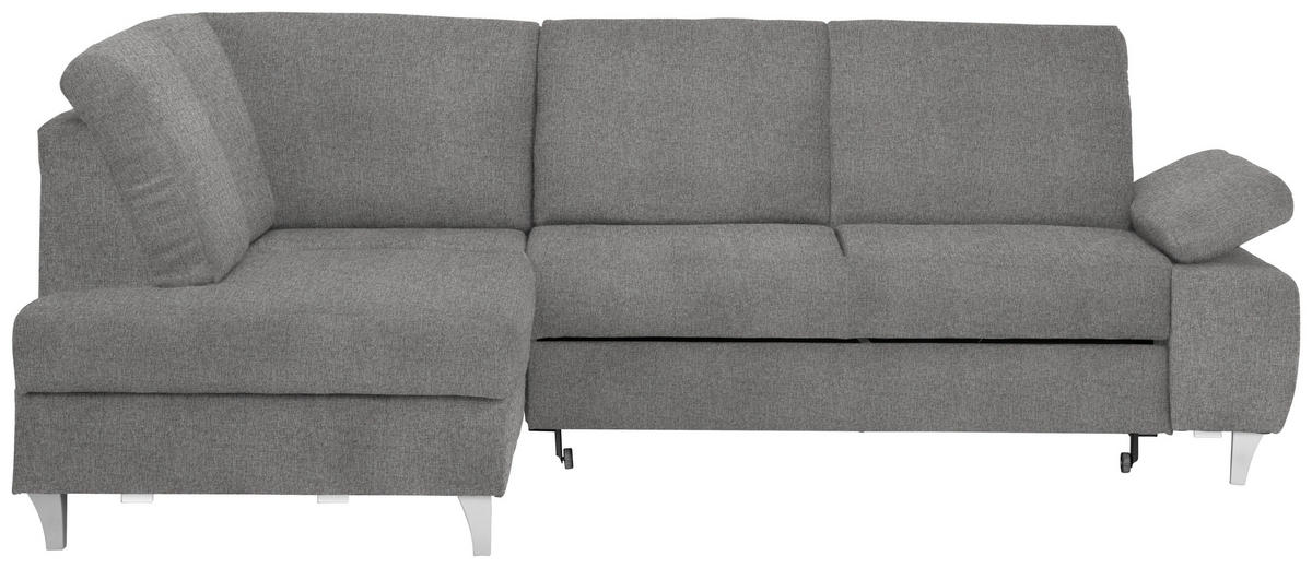 ECKSOFA in Flachgewebe Grau  - Silberfarben/Grau, Konventionell, Holz/Textil (186/255cm) - Cantus