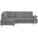 ECKSOFA in Flachgewebe Grau  - Silberfarben/Grau, KONVENTIONELL, Holz/Textil (186/255cm) - Cantus