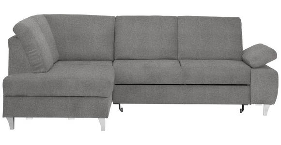 ECKSOFA in Flachgewebe Grau  - Silberfarben/Grau, KONVENTIONELL, Holz/Textil (186/255cm) - Cantus