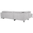 ECKSOFA Hellgrau Velours Bettkasten, Schlaffunktion, Rücken echt, Kopfteilverstellung, Liegefläche im Originalstoff  - Hellgrau/Schwarz, KONVENTIONELL, Textil/Metall (217/255cm) - Carryhome