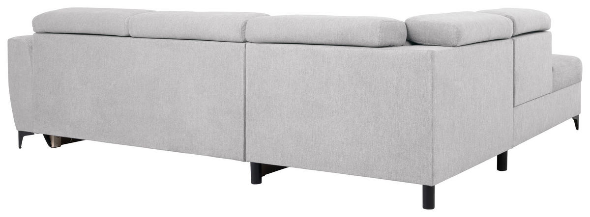 ECKSOFA in Velours Hellgrau  - Hellgrau/Schwarz, Konventionell, Textil/Metall (217/255cm) - MID.YOU
