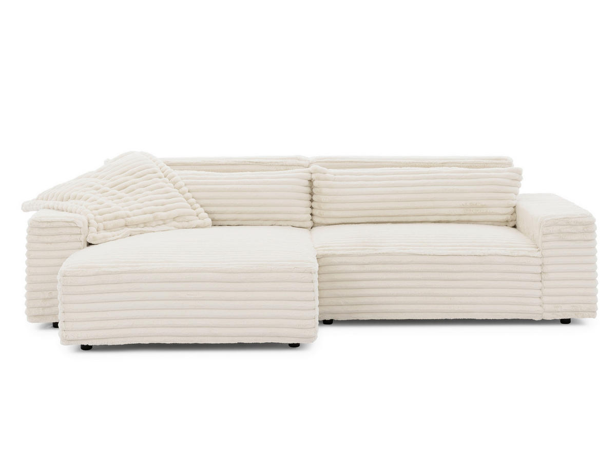 ECKSOFA Cord Beige  - Beige/Schwarz, Design, Kunststoff/Textil (251/142cm) - P & B