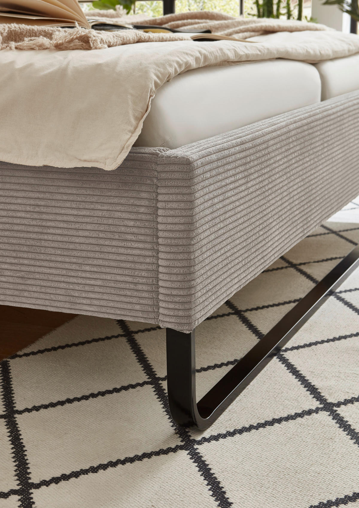 POLSTERBETT 180/200 cm  in Taupe  - Taupe/Schwarz, Basics, Textil/Metall (180/200cm) - Boxxx
