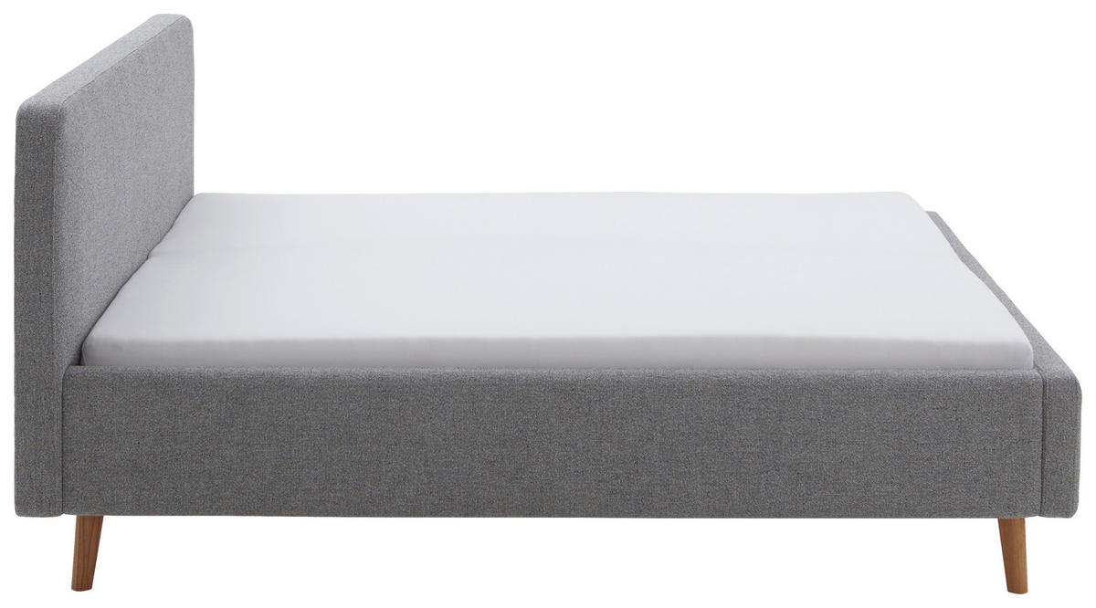 POLSTERBETT 180/200 cm  in Grau  - Eichefarben/Grau, Design, Holz/Textil (180/200cm) - MID.YOU