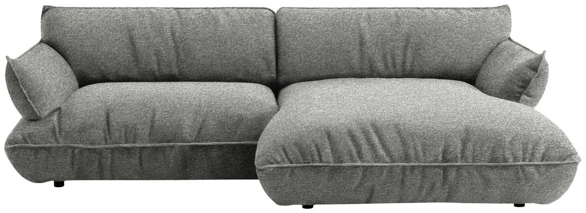 ECKSOFA  in Flachgewebe Grau  264/185 cm  - Schwarz/Grau, Design, Kunststoff/Textil (264/185cm) - Belluti