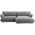 ECKSOFA  in Flachgewebe Grau  264/185 cm  - Schwarz/Grau, Design, Kunststoff/Textil (264/185cm) - Belluti
