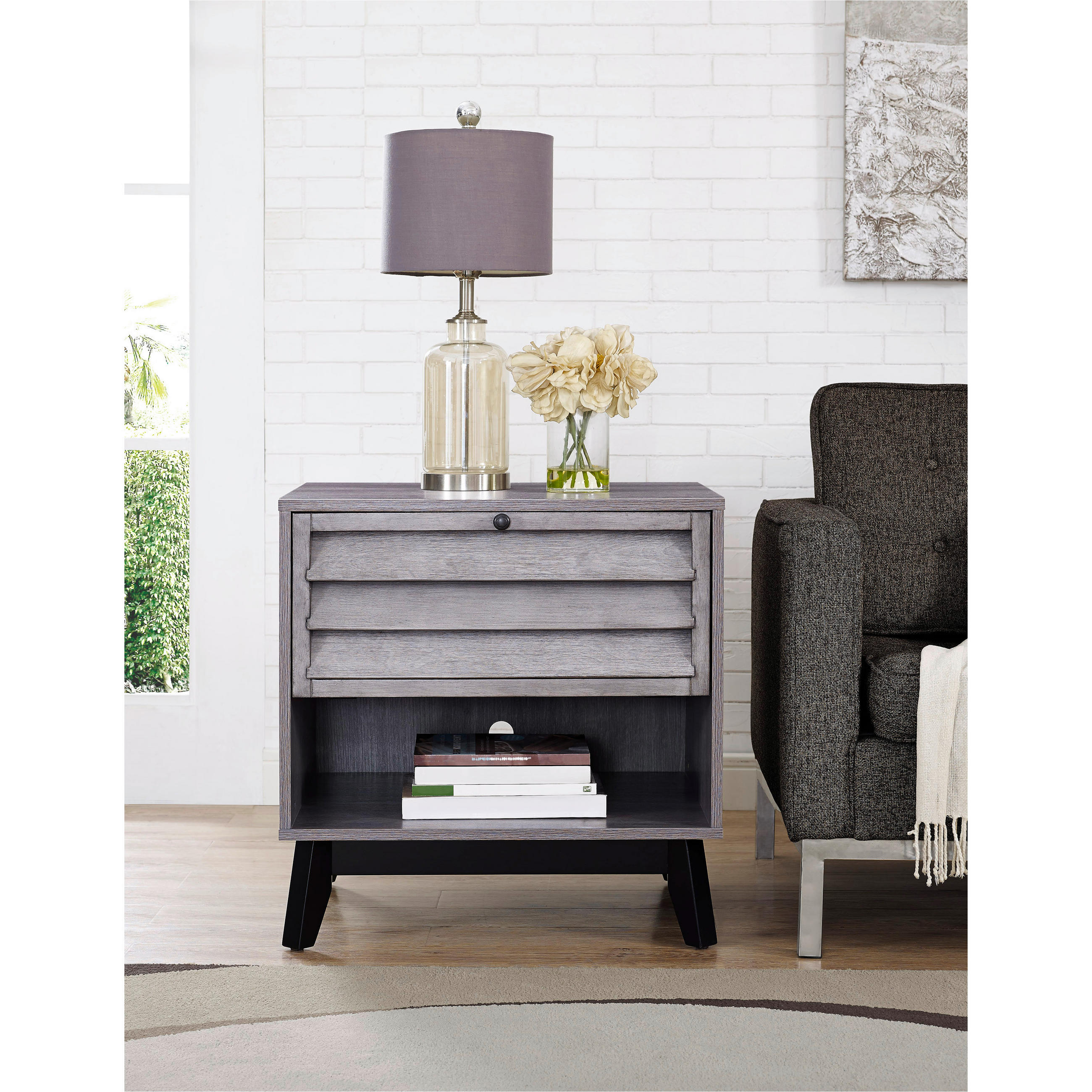 BEISTELLTISCH in Holz, Holzwerkstoff 60/50/61 cm  - Eiche grau/Schwarz, Design, Holz/Holzwerkstoff (60/50/61cm) - MID.YOU